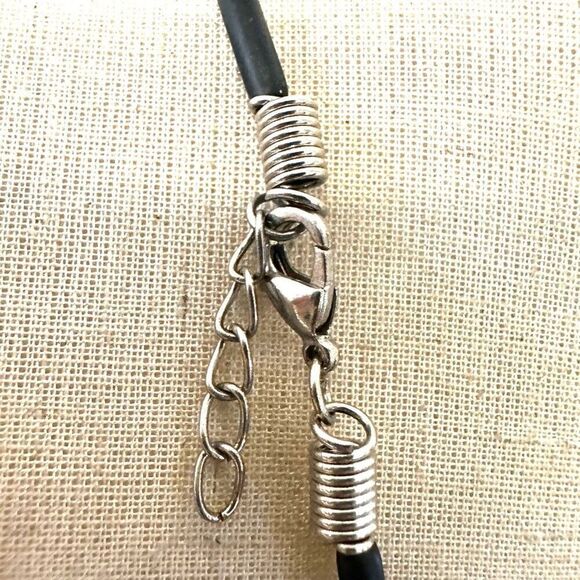 Silver tone Skeleton Claw pendant Necklace on black cord - Picture 7 of 7